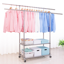 Stainless steel double pole type floor-to-ceiling drying rack balcony bedroom home Outdoor Quilt artifact cold hanger drying rack