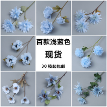 Wedding simulation flower light blue flower ceiling decorated embroidery ball rose peony blue wedding road circle flower fake flower
