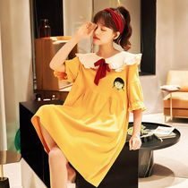 Cartoon nightgown cotton cotton summer net red out foreign style fugitive princess pajamas female cute students