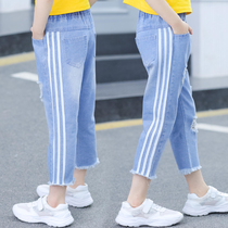 Girls jeans cropped pants 2020 new summer dress foreign style children's pants 80 or 90 years old girl summer short