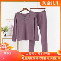 Autumn Clothes Autumn Pants Suit Woman Spring And Autumn Thin Section High Bounty Self Heating Lace Lace Lingerie Long Sleeve Kneecap Protective Waist Line Pants