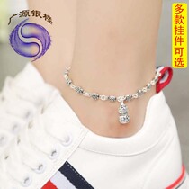 S925 pure silver foot chain Womens Japan-ROK version Fashion Rose Flower Leisure retro Thai silver ornament to send girlfriend birthday present