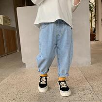Childrens clothing boys jeans 2021 Spring and Autumn New loose children Joker pants baby Korean summer trousers tide