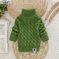 Pure Color Toddler Baby Girl Bao Hit Bottom Sweater Stitch Cardiovert Thicken Garnter High Collar Male And Female Children Autumn Winter Mens Treasure