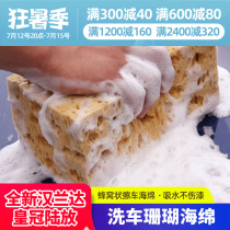 Coral Sponge Honeycomb Carwash Sponge Wipe Car Sponge Car Sponge Sea Cotton Water Absorbent Without Injury Paint