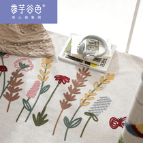 Pastoral hand embroidered floating window mat window mat Four Seasons high density sponge window sill cushion balcony floor mat can be customized