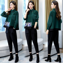 Fashion Suit Pants Women Fall 2022 new womens clothing Aging Slim Ocean Casual Two Sets Bungling Pants Suit