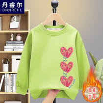 Girls thickened and velvet cartoon sweater childrens clothing 2022 winter new autumn and winter baby childrens tops all-in-one velvet tide