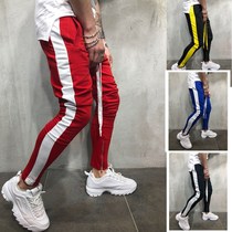 Men sports pants hip hop fitness zipper trousers