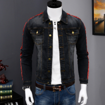 Autumn denim jacket mens Korean version of the trend tiger head embroidered denim clothes slim handsome mens casual jacket