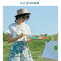 Purple Culvert Summer Dress New Ice Oxygen Bar Photo Printed Collision Color Letter Short Sleeve T-shirt Round Collar Compassionate 100 lap blouses