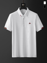 High-end polo shirt mens short sleeve summer thin middle-aged Business Leisure half-sleeve T-shirt bee embroidery mens body shirt