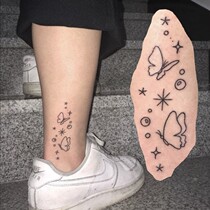 3) Star butterfly tattoo stickers bubble cartoon ins simple lines butterfly female tattoo stickers waterproof
