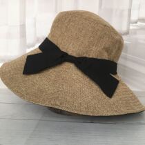 New Japanese womens sunscreen UV cut wind rope gray camel brim hat fisherman hat female hat