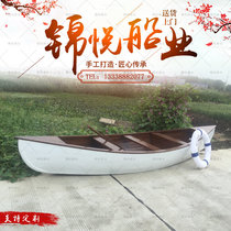 European style hand-rowed small wooden boat sightseeing boat wedding photography props landscape decoration wooden boat antique wooden boat solid wood ornaments