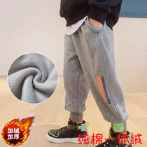 Childrens clothing new boy pants spring autumn casual pants 2020 Winter style pure cotton sports long pants Fat Tong gush integrated suede