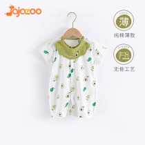 Baby One-piece Clothing Short Sleeves Pure Cotton Summer Thin men and women Baby Ha Clothes Summer Clothing Climbing with Surround Mouth One-piece Clothes