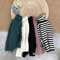 Girls turtleneck sweater autumn and winter New Korean childrens knitwear female baby Foreign style thick long sleeve bottoming coat
