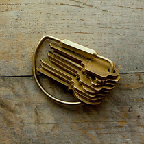 American creative simple handmade pure brass key D-shaped buckle male personality solid retro car metal key ring