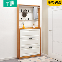 Nordic ultra-thin shoe cabinet Household entrance coat hanger Simple modern large capacity foyer dump into the door shoe cabinet