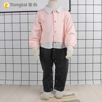 Tong Tai baby jumpsuit fake two pieces of clothes 3-18 months boys and girls Baby out casual climbing clothes spring and autumn