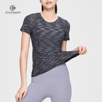 ENAIER quick-drying sports t-shirt womens short-sleeved crew neck gym running yoga suit top slim slim and breathable