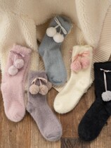 Japanese Sox children in autumn Winter middle cylinder cute soft cotton Coral Floss Home Thickening Warm Sleep Socks