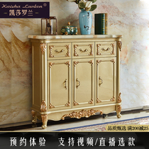 European-style solid wood shoe cabinet ultra-thin foyer marble porch cabinet living room partition cabinet home large capacity storage cabinet