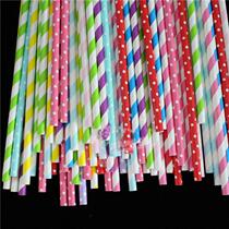 Eco-friendly paper colored paper straw creative stripe paper straw wedding banquet paper straw multi-color optional 25 packs