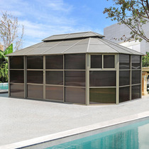 Outdoor sun room Villa courtyard Roof gazebo Outdoor plated Zi tent Aluminum alloy leisure pavilion Terrace Wooden house