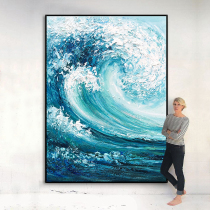 Pure hand-painted oil painting wave three-dimensional abstract porch aisle decoration painting Simple modern light luxury living room background hanging painting