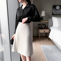  JACOOBS White Irregular Skirt High Waist a-line One-piece Bottoms Fashionable SKIRT