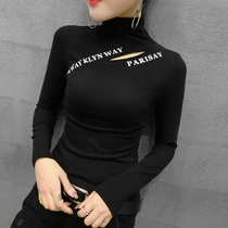 Hong Kong Tide brand 2021 autumn new womens long sleeve high neck bottom shirt fashion autumn winter Joker shirt