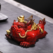 Shou Tao man Zicai Jinchan ornaments large three-legged toad home office living room entrance decoration opening gift