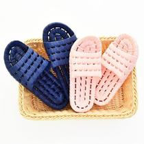 Home bathroom slippers Womens summer indoor non-slip support shoes Mens and womens couples bath soft sole leakage summer cool slippers