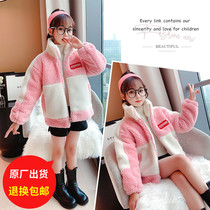 Girl Blouses Jacket Autumn Winter Clothing 2022 New CUHK Scout Ocean Casual Thickened Goat Hair 100 hitch fur coat