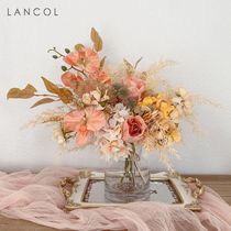 Lancol Han Style Gentle Simulation Bouquet Suit Orange Blossom Art Living Room Placement Flower Wedding Brides hand holding a fake flower