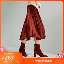 LILY winter new womens handsome embroidered red stitching a pedal square head thick heel boots 119410JZ448