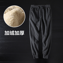 Foreign trade tail single mens sheep wool pants winter plus velvet padded sweatpants export original single cut cut toe pants