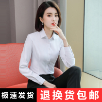 White shirt womens summer thin long-sleeved temperament overalls anti-light black professional formal interview shirt womens inch shirt