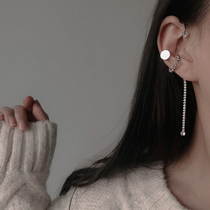 No earbuds ear clip through body 925 pure silver Korean version earrings minimalist personality does not require earbuds earbuds