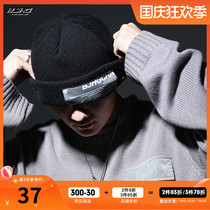 BJHG winter hip hop reflective Tide brand knitted wool hat mens European and American New concave shape warm dome melon leather hat