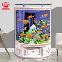 Fish tank living room small water-free household floor-to-ceiling semicircle large glass ecological aquarium cylindrical goldfish tank
