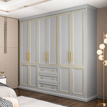 American wardrobe Solid wood light luxury modern simple white overall large wardrobe storage sliding door Bedroom furniture customization