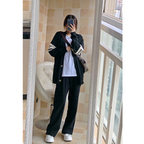 Wide leg pants womens high waist show high thin hanging feeling autumn and winter 2021 new casual loose straight tube suit pants