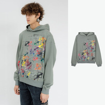 WE11DONE paint painted LOGO hooded sweatshirt positive code loose WD-TH3-21-517-U