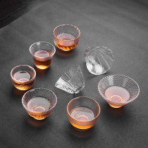 Glass Gongfu Tea cup Hammer pattern heat-resistant Japanese crystal tea cup Striped master cup Single cup Mini cup