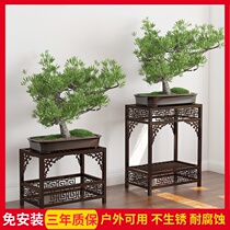 Iron art flower shelf floor Chinese living room shelf New Chinese flower shelf imitation ancient square interior brief Classical Bonsai Rack