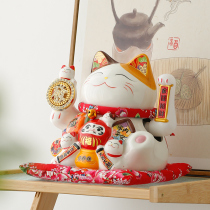 2023 new Merchants Cat Swing Piece Big Number Home Electric Rocking Hand Living-room Ceramic Decoration Joo Relocation New House Gift