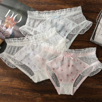 Womens Japanese Panties Floral Girls Cotton Lace Lace Middle Waist Mesh Perspective Sexy Hot Shorts breifs